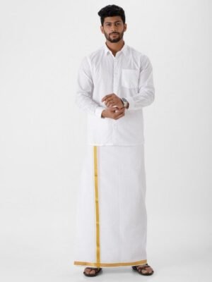 Ramraj Mens white Cotton Kurta with Dhoti set