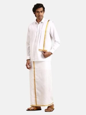 Ramraj Pure Cotton Shirt With Veshti & Angavastram