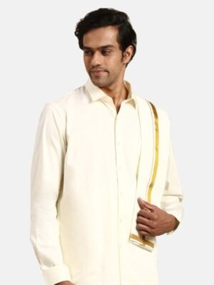 Ramraj Pure Cotton Shirt With Veshti & Angavastram