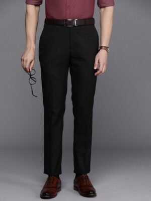 Raymond Men Textured Slim Fit Mid-Rise Formal Trousers
