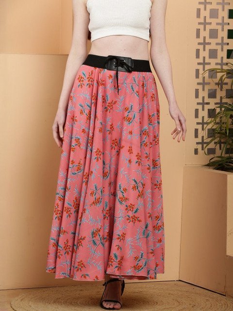 RC NEOEN Women Floral Printed Flared Maxi Skirts