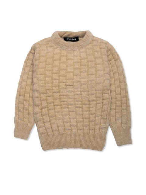 Rebiva Unisex Kids Cable Knit Ribbed Woollen Pullover