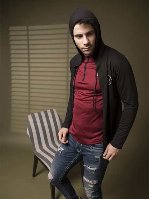 Rigo Cotton Open Front Hooded Shrug