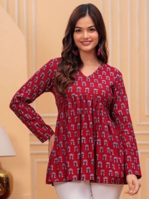 Royal Marque Floral Print Cotton Peplum Top
