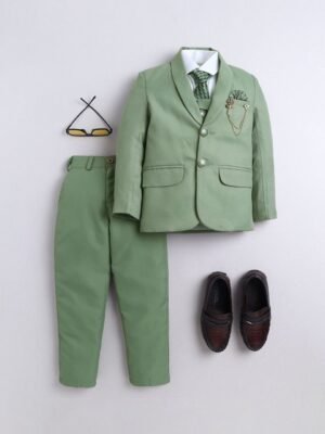 Sangria Boys 5 Piece Shawl Collar Blazer with Shirt Trousers Waistcoat & Tie Suit Set