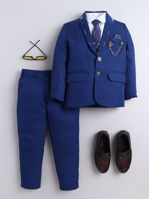 Sangria Boys Damask Single Breasted 5 Piece Suit
