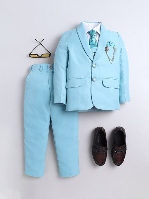 Sangria Boys Shawl Collar 5 Piece Suit Set with Shirt Trousers Waistcoat & Tie