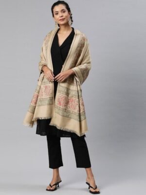 Sangria Ethnic Motifs Woven Design Winter Pashmina Shawl