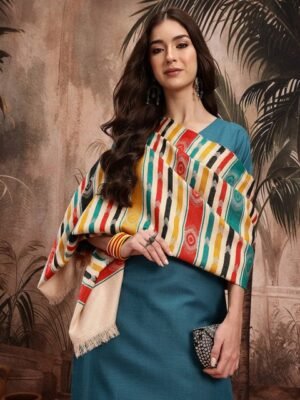 Sangria Striped Woven Design Shawl