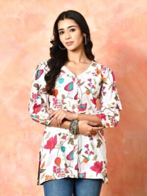 Sangria Women Printed V Neck Tunic