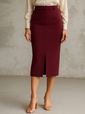 SASSAFRAS worklyf Women Straight Midi Skirt With Front Slit