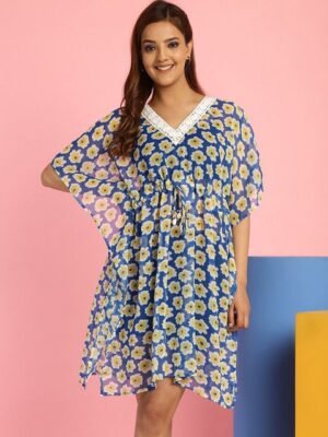 Secret Wish Floral Printed Kaftan Swimwear Cover up Dress