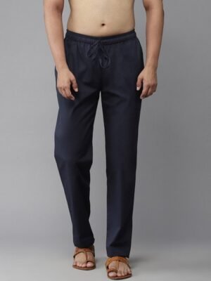 See Designs Men Navy Blue Solid Cotton Pyjamas