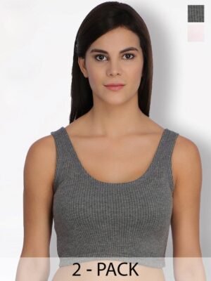 SELFCARE Pack Of 2 Cotton Breathable Crop Thermal Tops