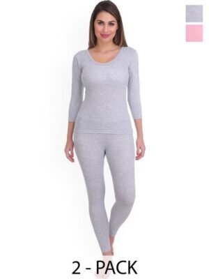 SELFCARE Pack Of 2 Round Neck Thermal Set
