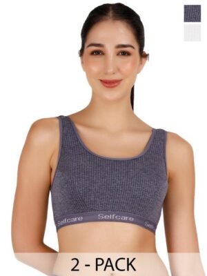 SELFCARE Pack Of 2 Striped Round Neck Sleeveless Thermal Tops