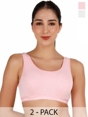 SELFCARE Pack Of 2 Striped Round Neck Sleeveless Thermal Tops