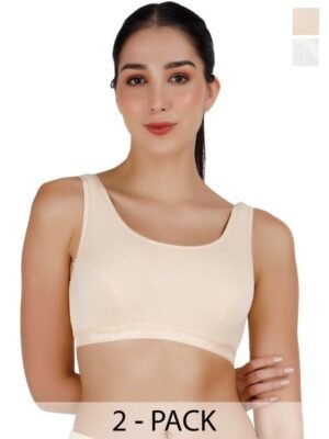 SELFCARE Pack Of 2 Striped Round Neck Sleeveless Thermal Tops
