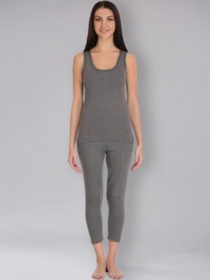 SELFCARE Soft Poly Cotton Ribbed Sleeveless Thermal Set