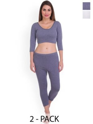 SELFCARE Women Pack Of 2 Cotton Thermal Sets