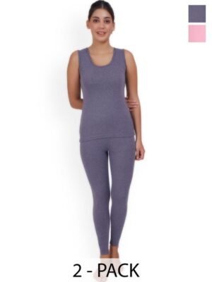 SELFCARE Women Pack Of 2 Sleeveless Cotton Thermal Set
