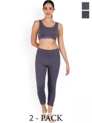 SELFCARE Women Pack Of 2 Striped Thermal Sets