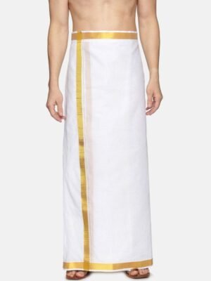 Sethukrishna Men White Solid Readymade Dhoti