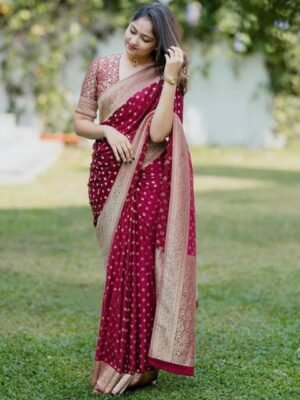 S.K.C Ethnic Motifs Woven Design Saree With Blouse
