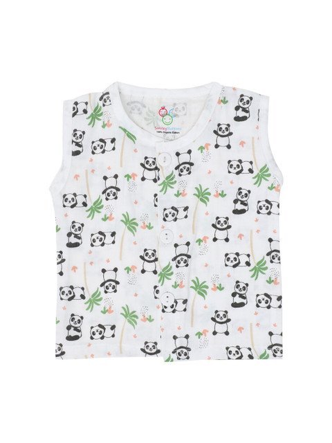 SMILEY BUTTONS Infant Round Neck Printed Cotton Jhablas MBJ-004_0-6M