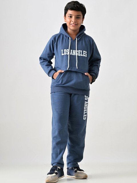 SMSHOPMORE Kids Typography Printed Hooded Winterwear Tracksuit