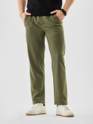 Snitch Men Olive Mid Rise Regular Fit Trackpant