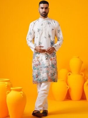 SOJANYA Ethnic Motifs Printed Mandarin Collar Sequinned Straight Kurtas