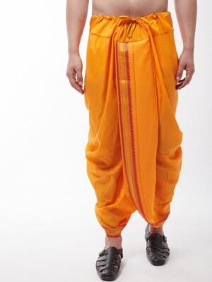 SOJANYA Men Mustard Yellow Solid Stitched Dhoti