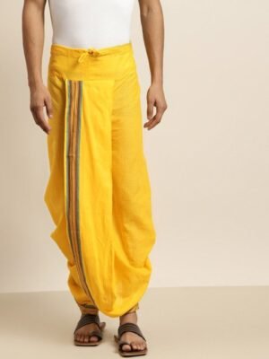 SOJANYA Men Yellow solid Cotton Dhoti Pants