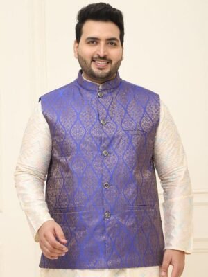 SOJANYA PLUS Men Printed Nehru Plus Size Jacket