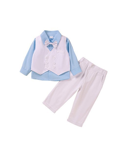 StyleCast Boys Blue & Pink 3 Piece Suit With Bow