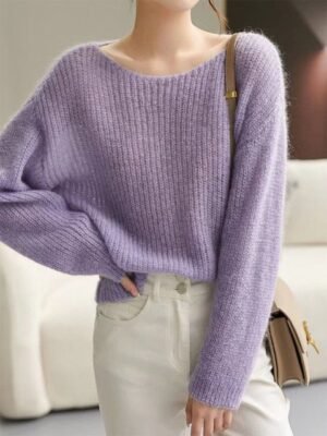 StyleCast Women Self Design Boat Neck Long Sleeves Pullover Sweaters
