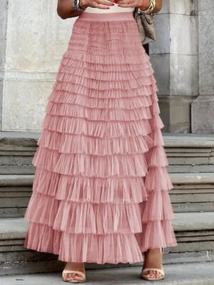 StyleCast Women Solid Flared Maxi Skirts