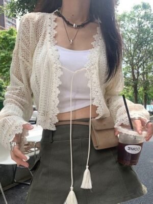 StyleCast Women V-Neck Long Sleeves Tie-Up Shrug