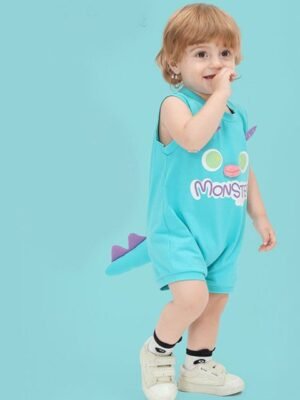 StyleCast x Revolte Infant Boys Printed Cotton Rompers With Socks