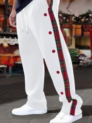 StyleCast x Revolte Men Checked Side Stripes Joggers