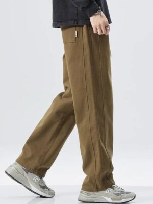 StyleCast x Revolte Men Straight Fit Easy Wash Pleated Chinos Trousers