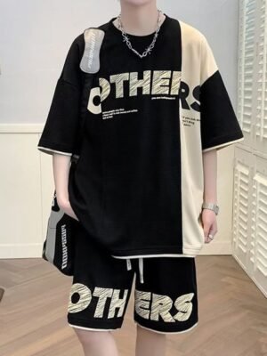 StyleCast x Revolte Typography Printed Round Neck T-shirt With Shorts