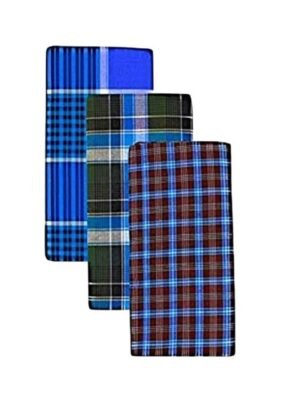 Suman Tex Men Pack Of 3 Checked Pure Cotton Lungi