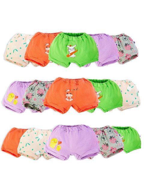 SuperBottoms Kids Unisex Pack of 15 Pure Cotton Bloomer Briefs