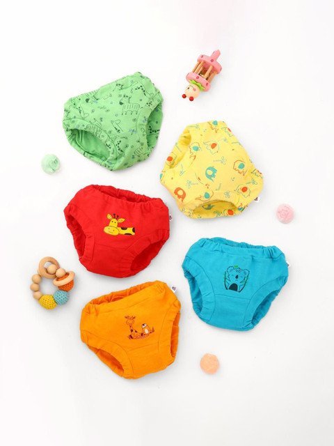 SuperBottoms Unisex Kids Pack of 5 100% Cotton Basic Brief