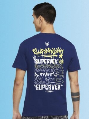 SUPERVEK Unisex Typography Printed Pockets T-shirt