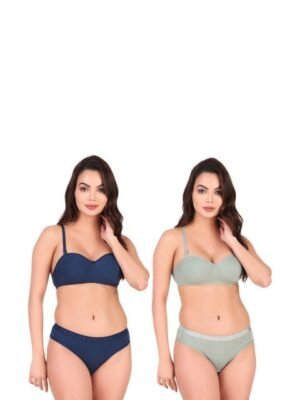 TACE Multicoloured Cotton Underwired Lightly Padded Lingerie Set