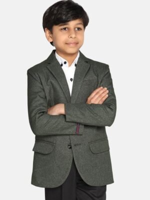 TAHVO Boys Notched Lapel Collar Slim Fit Single Breasted Blazer