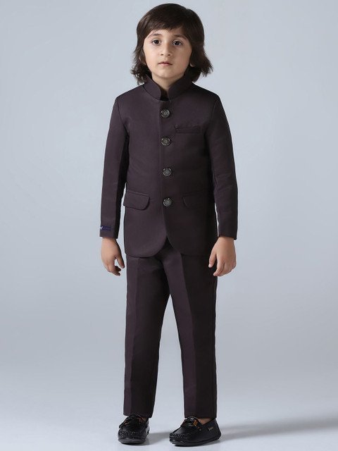 TAHVO Boys Single-Breasted Two-Piece Bandhgala Suit